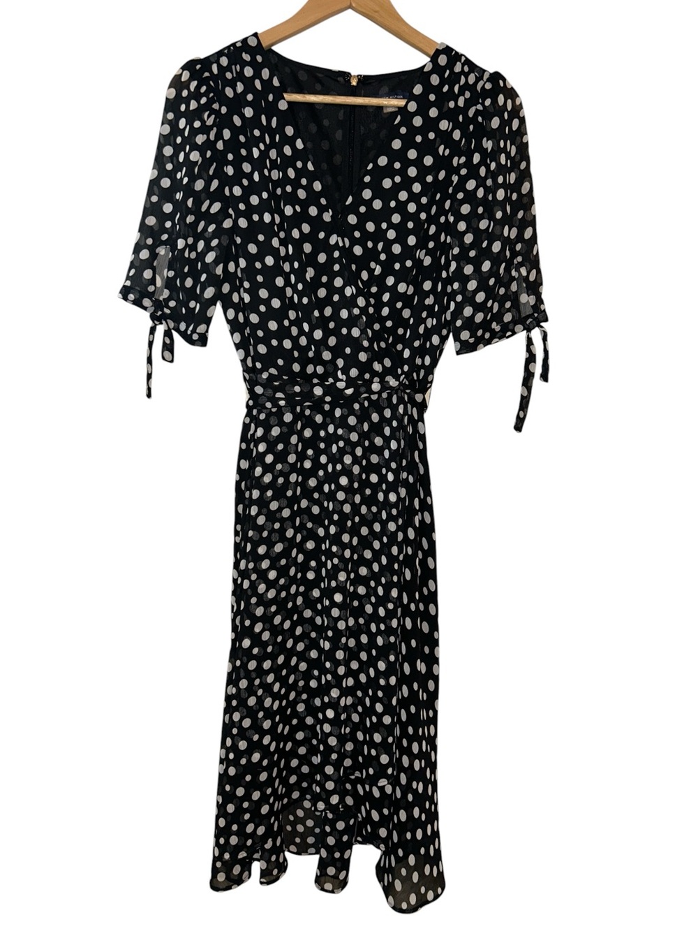 Tommy Hilfiger Polka Dot Chiffon Faux Wrap Dress Women’s Size 12 Whimsigoth